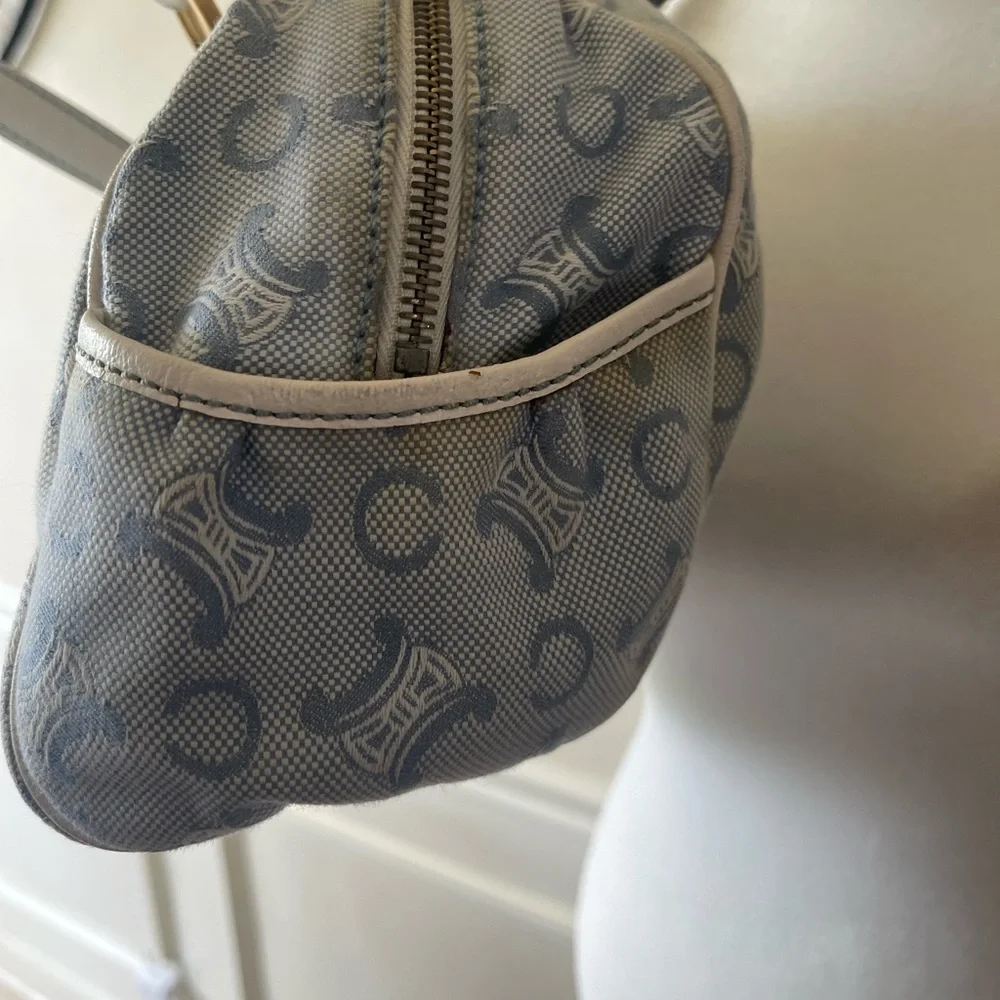 CELINE C Macadam Canvas Hand Bag Light Blue - Picture 5 of 14